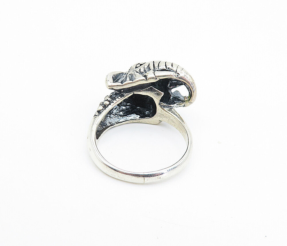 925 Sterling Silver  Vintage Sculpted Elephant's Head Band Ring Sz 8  RG7944