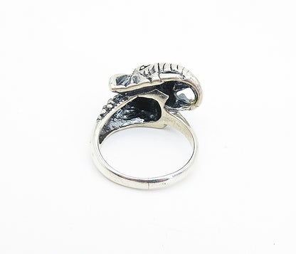 925 Sterling Silver  Vintage Sculpted Elephant's Head Band Ring Sz 8  RG7944