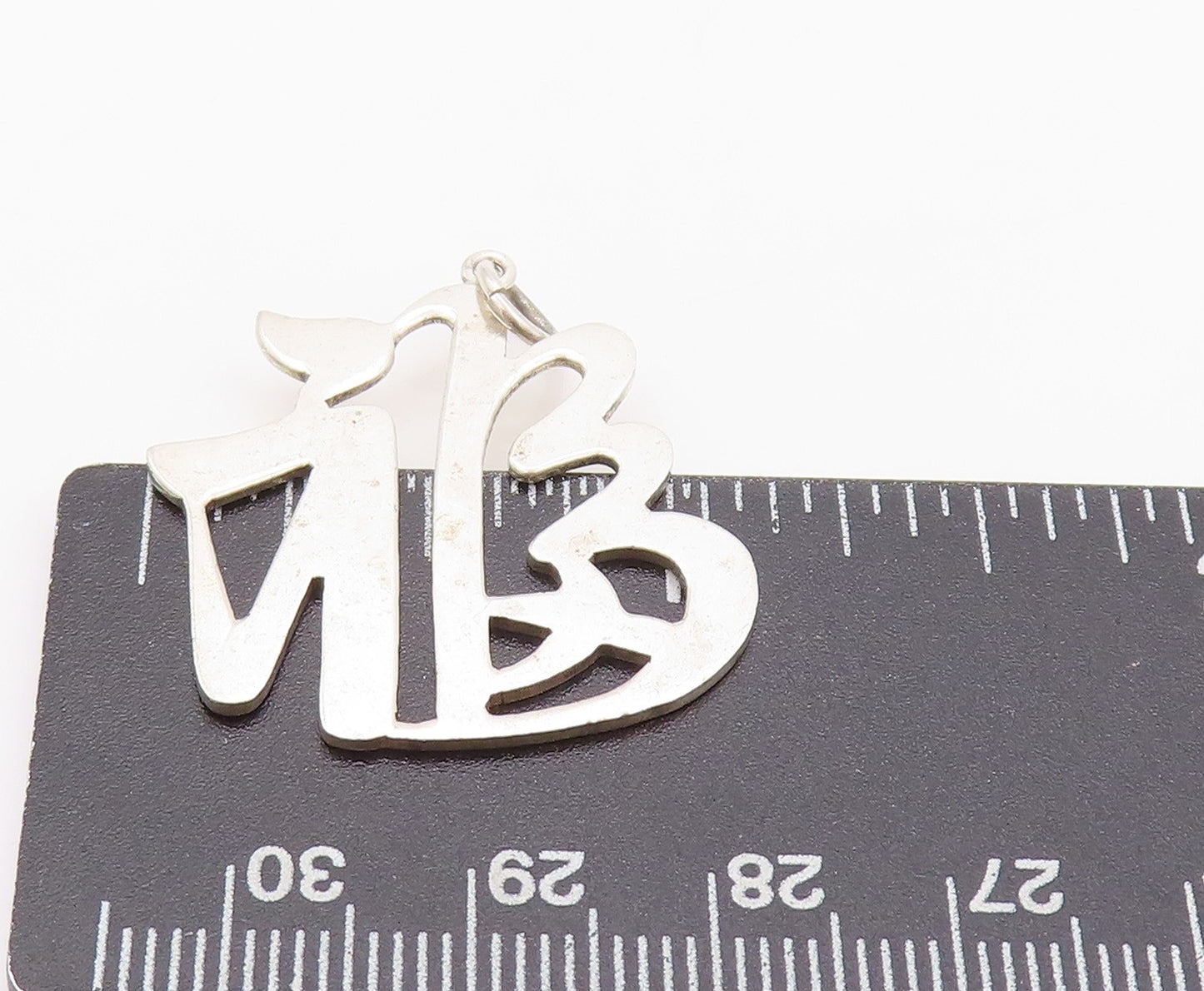 925 Sterling Silver Vintage Pendant Chinese Character Of Good Fortune  PT24075