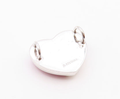 925 Sterling Silver  Vintage Shiny Enamel Love Heart Slide Pendant  PT16716