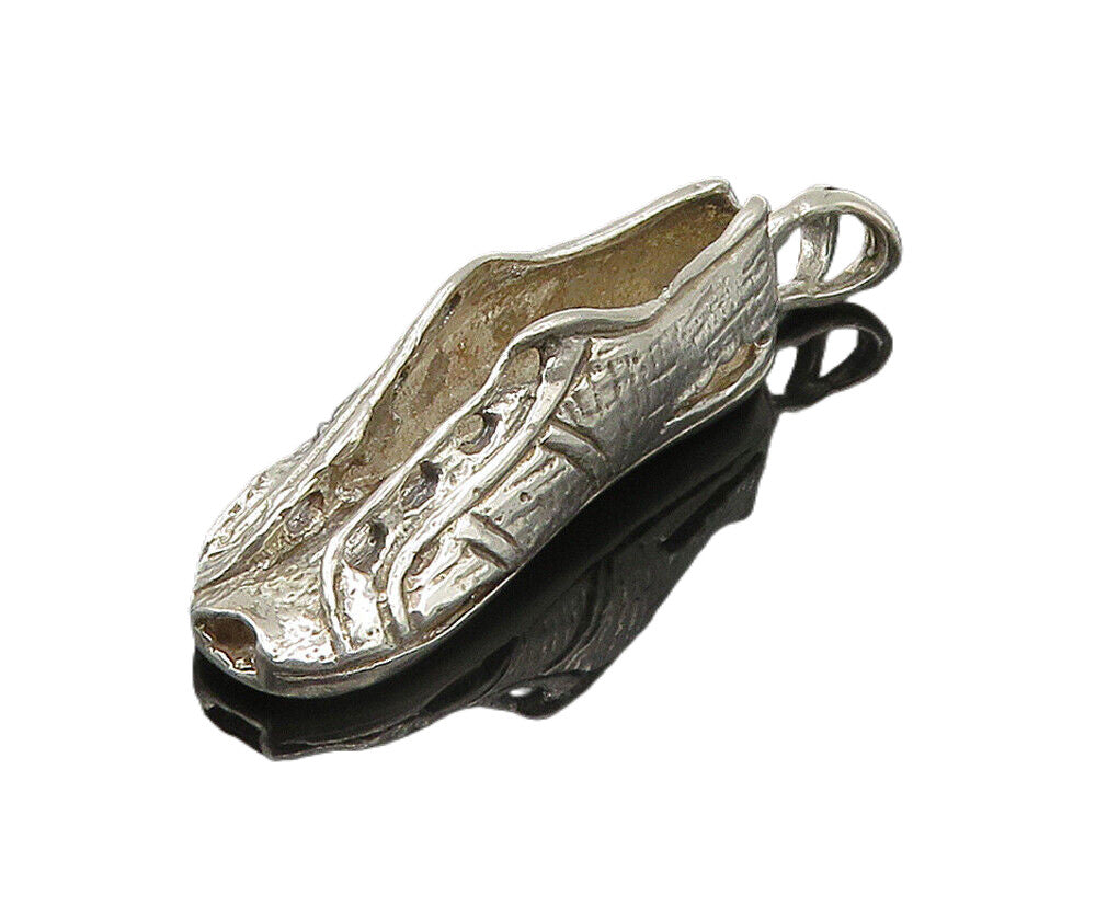 925 Sterling Silver  Vintage Shiny Came From Poverty Shoe Pendant  PT13381