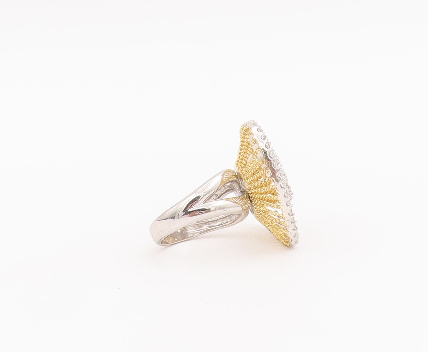 925 Sterling Silver Vintage Ring Twisted Rope Topaz Spiral Heart  Sz 6  RG28056