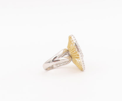 925 Sterling Silver Vintage Ring Twisted Rope Topaz Spiral Heart  Sz 6  RG28056