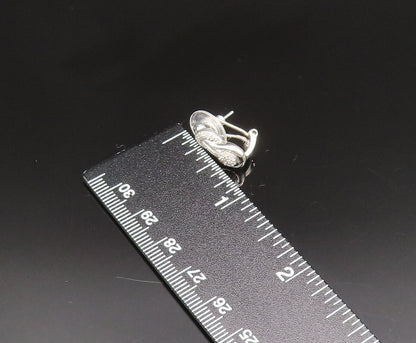 925 Sterling Silver  Vintage Floral Genuine Diamonds Drop Earrings  EG11918
