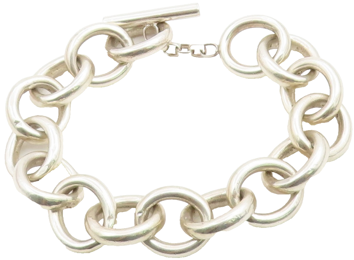 925 Sterling Silver Vintage Bracelet Geometric Interlocking Circle Link  BT12073