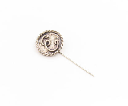 925 Sterling Silver Vintage Stick Pin PAUL MILLER Letter E Twisted Rope  TR4116