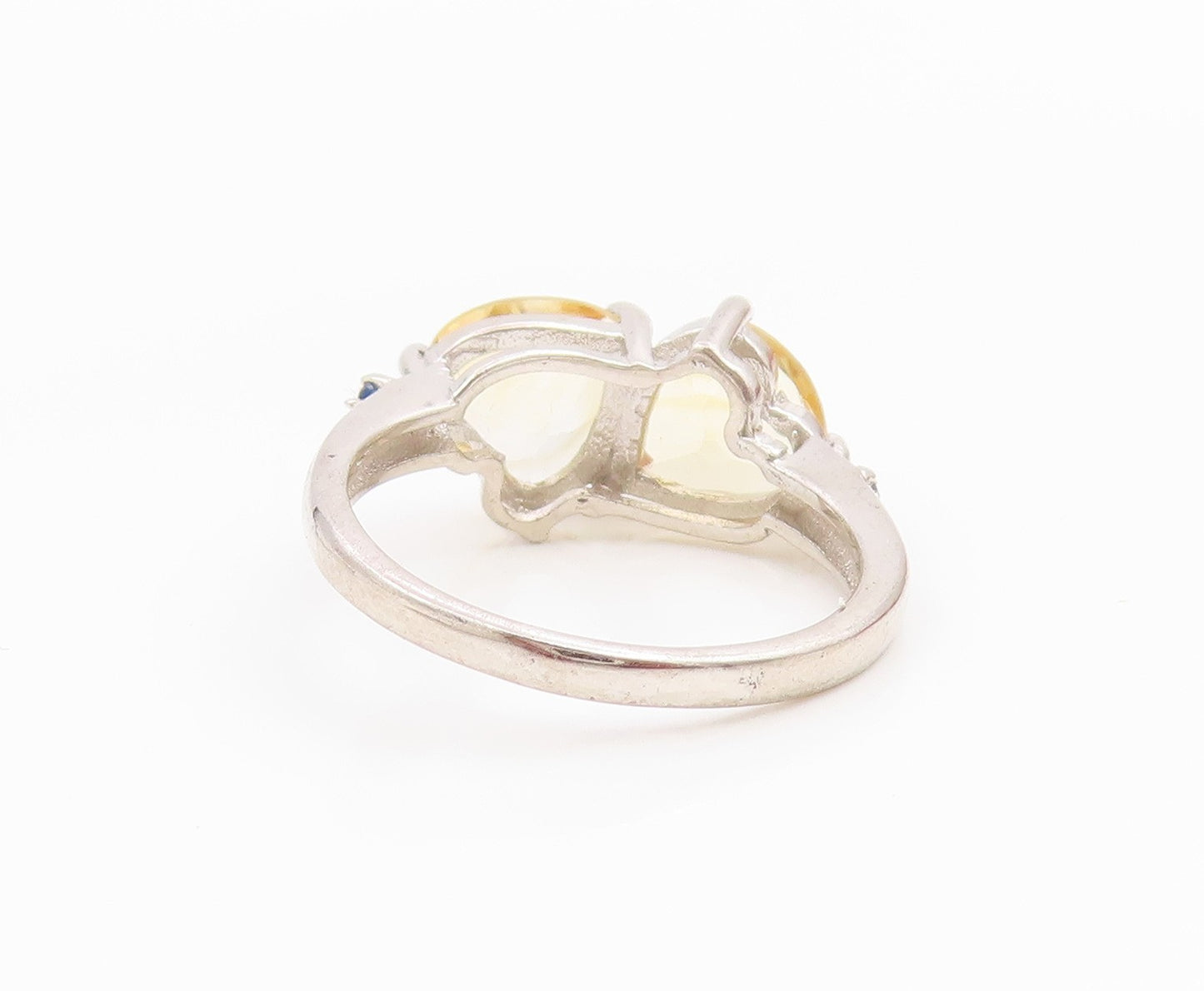925 Sterling Silver Vintage Ring Elegant Citrine Statement Band  Sz 7.5  RG36135