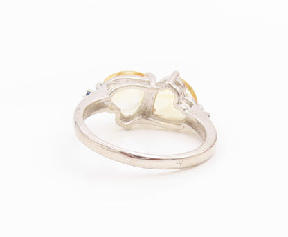 925 Sterling Silver Vintage Ring Elegant Citrine Statement Band  Sz 7.5  RG36135