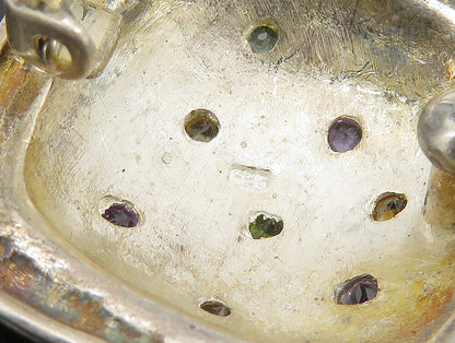 925 Silver  Vintage Amethyst Citrine & Peridot Non Pierce Earrings  EG11514