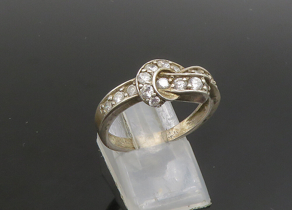 925 Sterling Silver   Vintage Cubic Zirconia Ribbon Band Ring Sz 10  RG23342