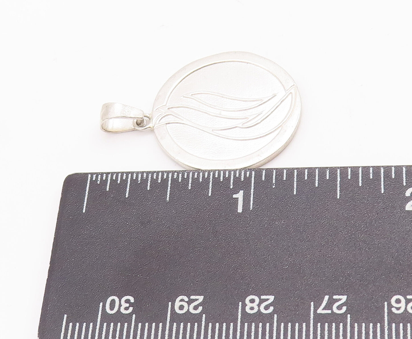 925 Sterling Silver Vintage Pendant Minimalist Carved Swirl Design  PT23224