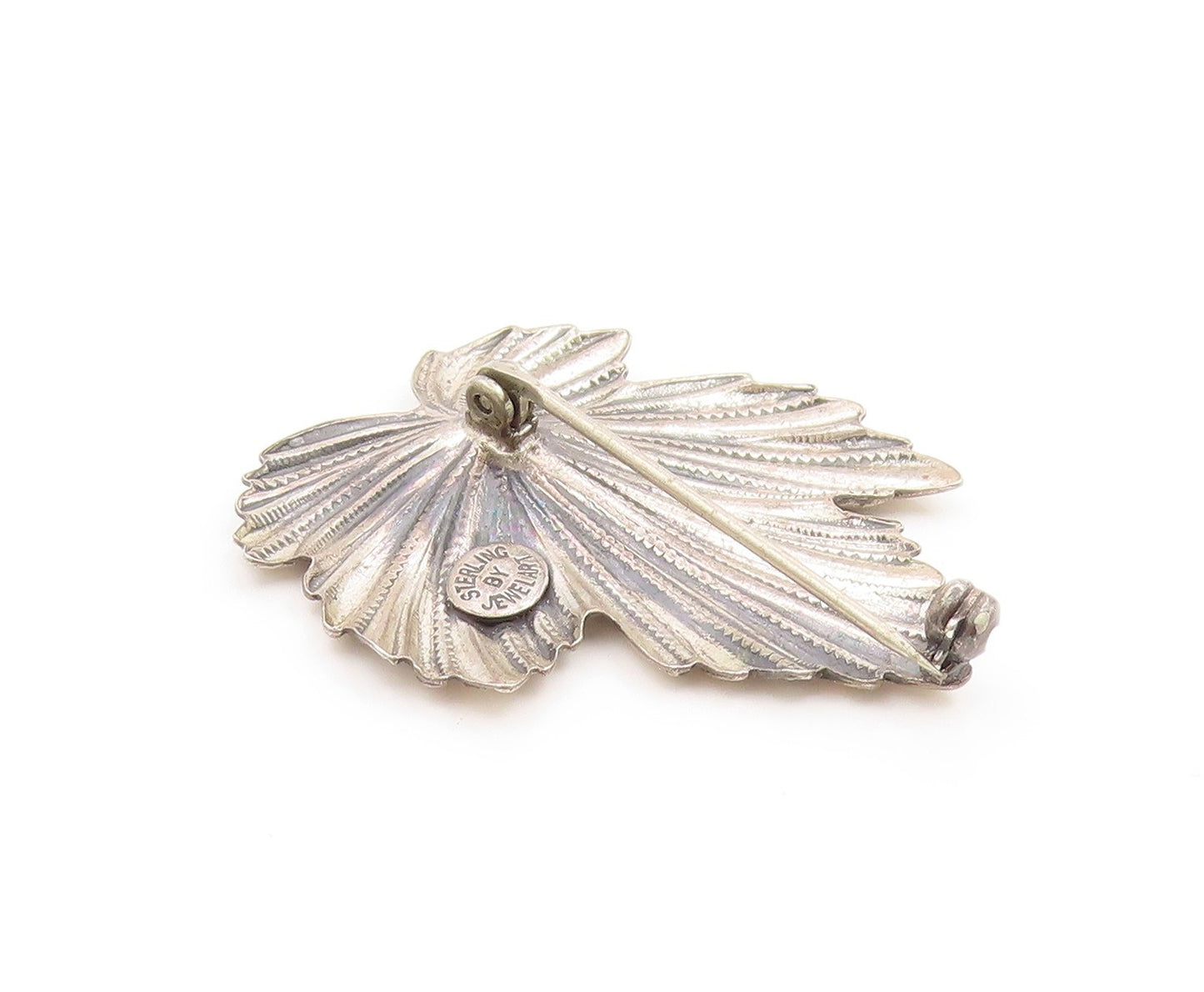 925 Sterling Silver Vintage Brooch Pin JEWELART Etched Maple Leaf Motif  BP12460