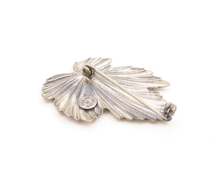 925 Sterling Silver Vintage Brooch Pin JEWELART Etched Maple Leaf Motif  BP12460