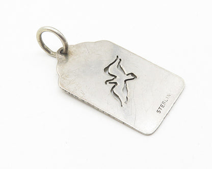 925 Sterling Silver  Vintage Cutout Flying Bird Shiny Smooth Pendant  PT8180