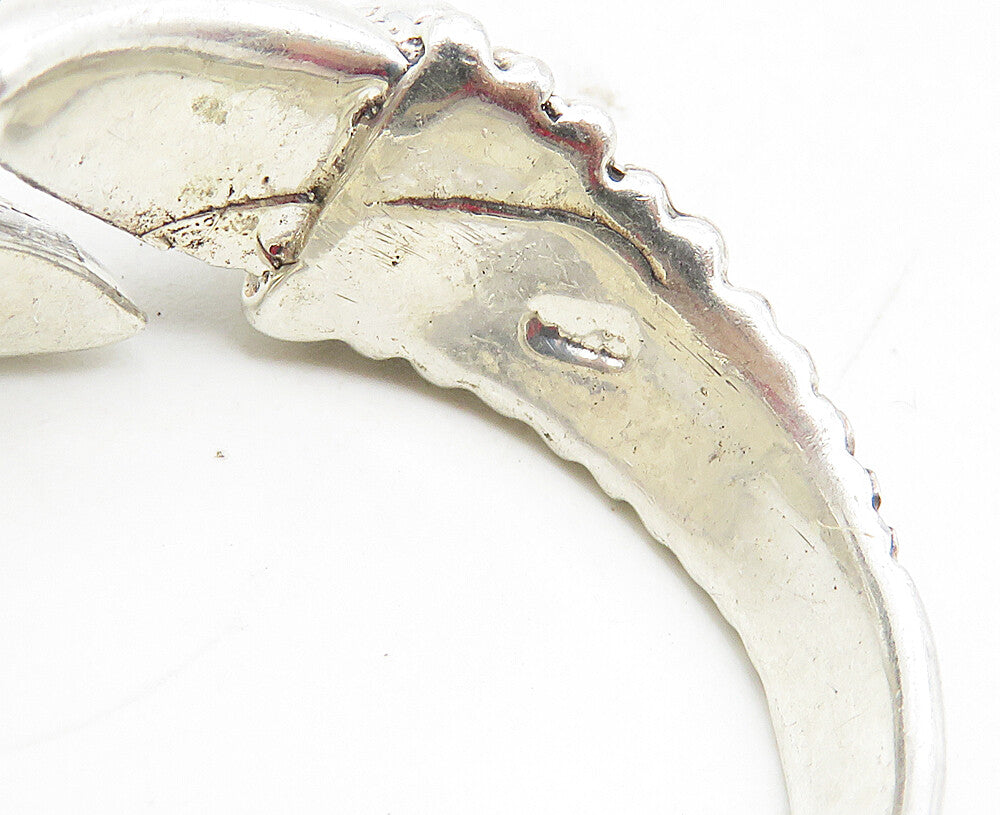 925 Sterling Silver  Vintage Shiny Bird Claw Large Bypass Ring Sz 14  RG9420