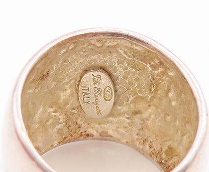925 Sterling Silver Vintage Ring FLLI MENEGATTI Enamel Symbol  Sz 7  RG35512
