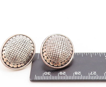 925 Sterling Silver Vintage Earrings AIRESS Bead Border Checks Etched  EG13274