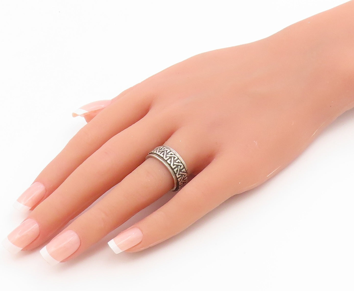 925 Sterling Silver Vintage Ring Celtic Knotwork Spinner Band  Sz 6.5  RG36773