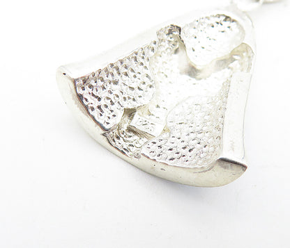 925 Sterling Silver  Blue Mother Of Pearl Floral Pattern Bell Pendant  PT5566