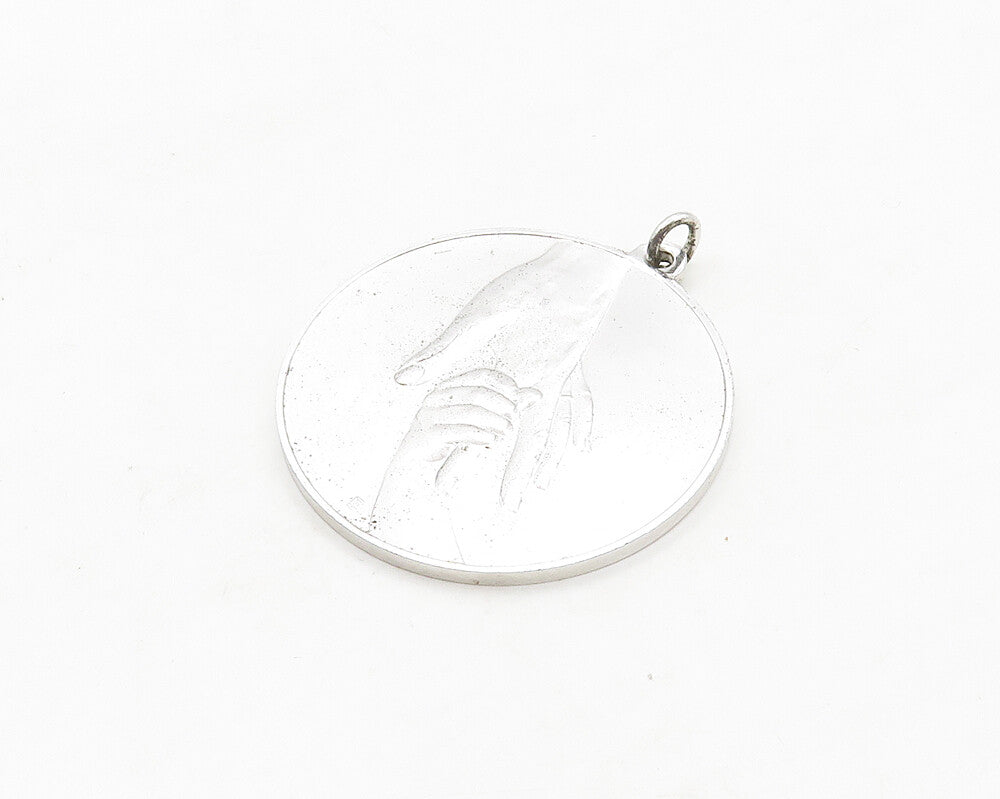925 Sterling Silver  Vintage Shiny Mother's Day 1971 Medallion Pendant PT15252