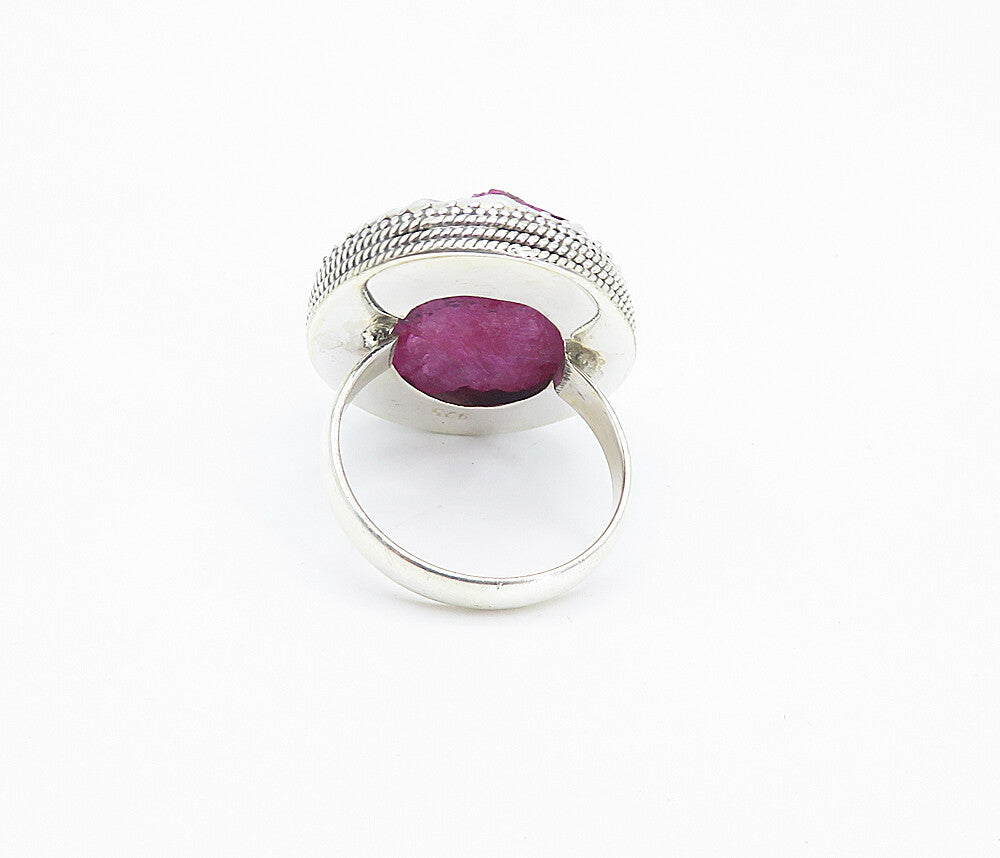 925 Sterling Silver Purple Agate Twist Border Cocktail Ring Sz 10 RG8426