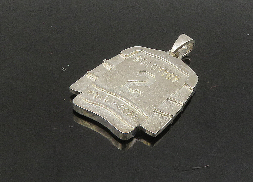 925 Sterling Silver  Vintage Shiny Saginaw Ice Hockey Jersey Pendant  PT18734