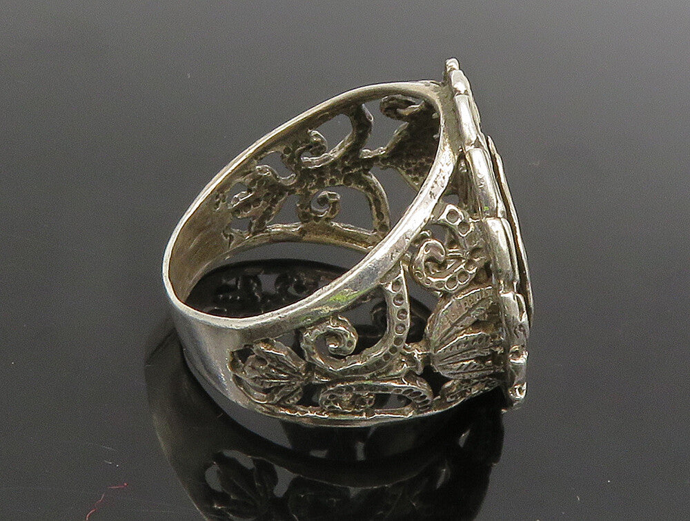 EUROPEAN 925 Silver  Vintage Abstract Cut Out Leaf Scroll Ring Sz 11  RG24396