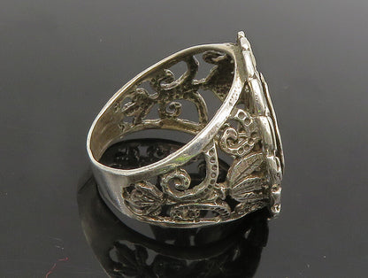 EUROPEAN 925 Silver  Vintage Abstract Cut Out Leaf Scroll Ring Sz 11  RG24396