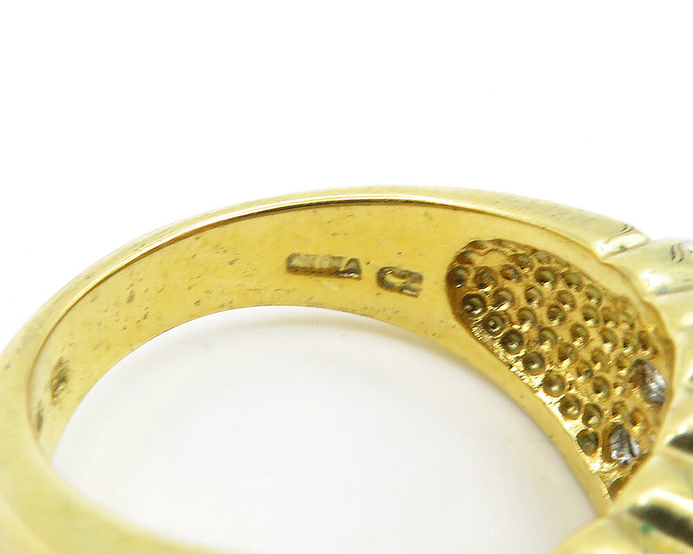 925 Sterling Silver  Topaz Shiny Gold Plated 2 Tone Band Ring Sz 6.5  RG18689
