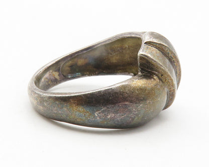 925 Sterling Silver  Vintage Dark Tone Fluted Dome Band Ring Sz 7  RG11863