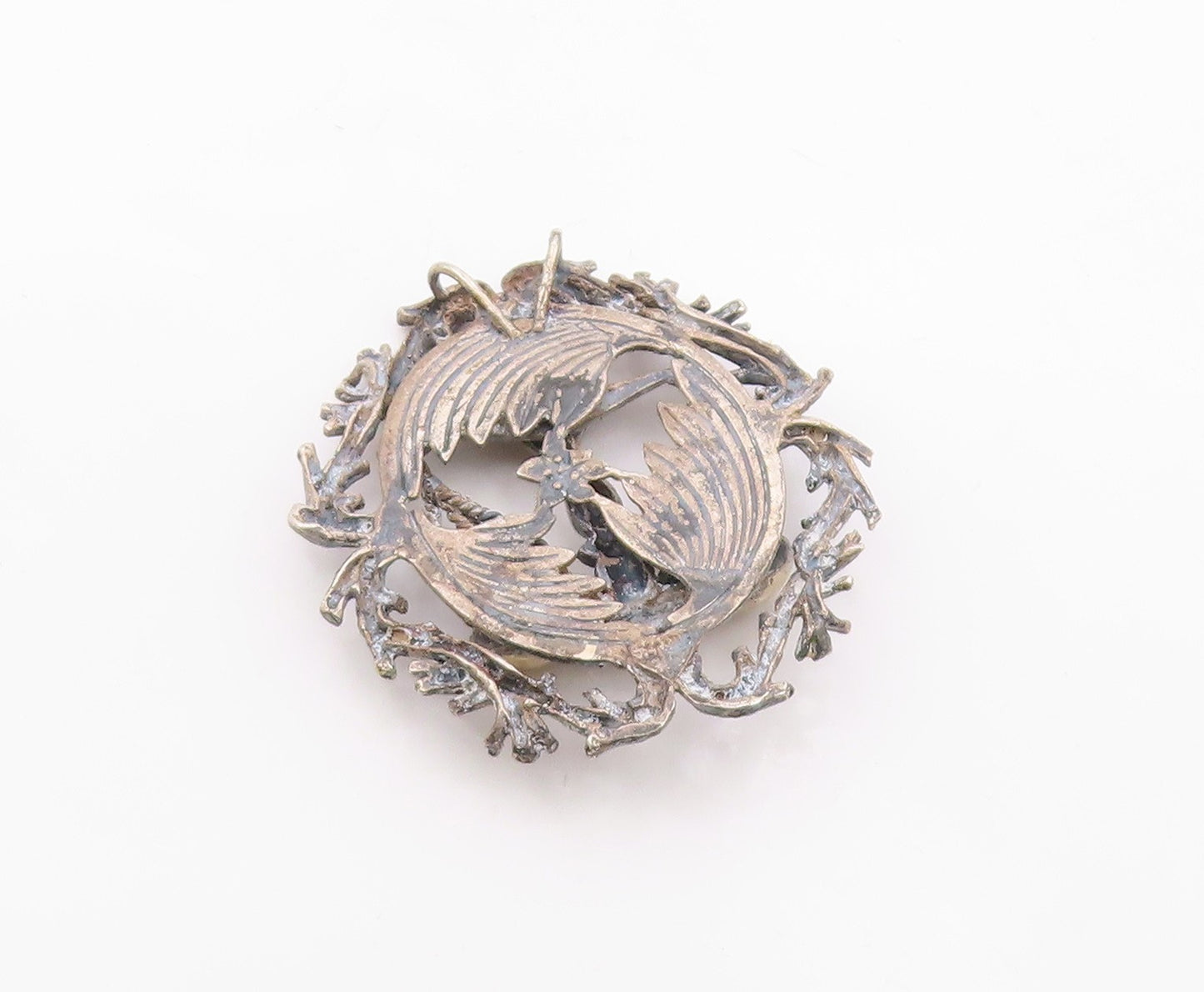 925 Silver  Vintage Antique Libra Sign Branch Wreath Zodiac Pendant  PT20369