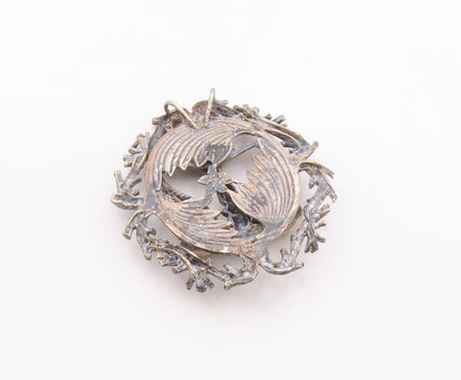 925 Silver  Vintage Antique Libra Sign Branch Wreath Zodiac Pendant  PT20369