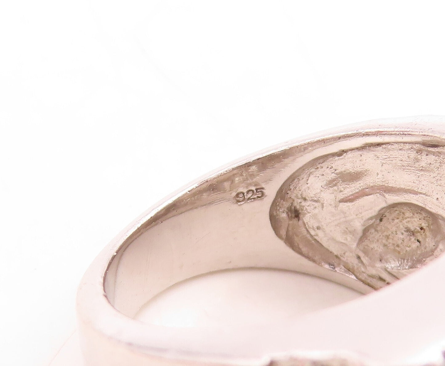 12k Gold 925 Sterling Silver Vintage Ring Enameled Carved Freemason Sz 8 RG31509