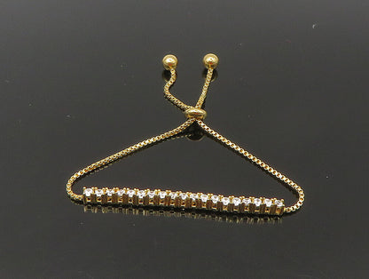 Gold Over 925 Silver  Cubic Zirconia Adjustable Child Box Chain Bracelet BT1099