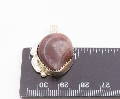 NAVAJO 925 Sterling Silver  Vintage Agate Shiny Etched Drop Pendant  PT7330