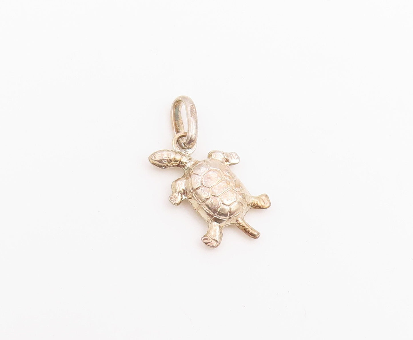 925 Sterling Silver Vintage Pendant Minimalist Etched Sea Turtle Charm  PT26501