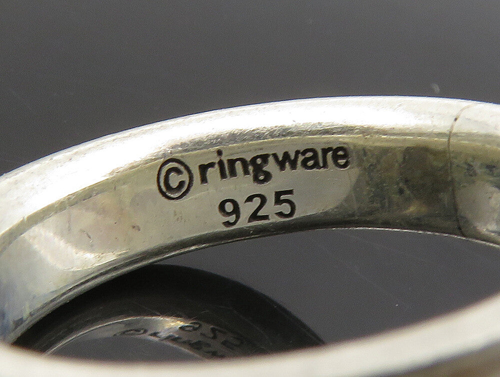 925 Silver  Vintage Shiny Emory 2015 Champions Concave Band Ring Sz 6  RG23951