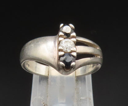 925 Silver  Vintage Spinel & Cubic Zirconia Split Shank Ring Sz 5  RG25208