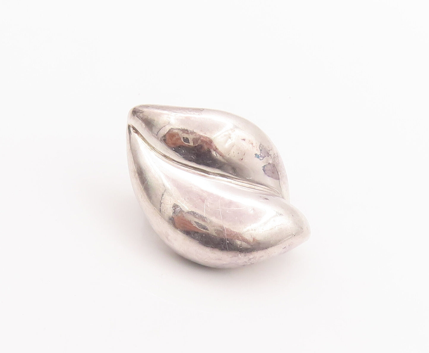925 Sterling Silver Vintage Earrings Swirly Solid Carved Coffee Bean  EG12857