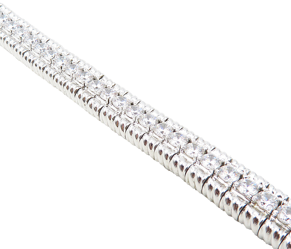 925 Sterling Silver  Sparkling Cubic Zirconia Hinge Chain Bracelet  BT4073