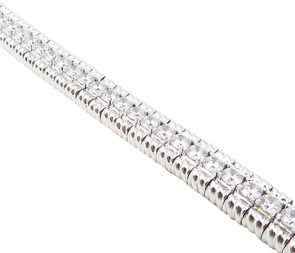 925 Sterling Silver  Sparkling Cubic Zirconia Hinge Chain Bracelet  BT4073