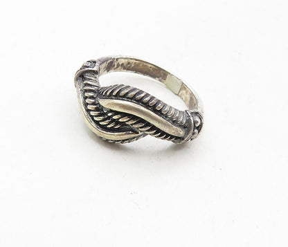 925 Sterling Silver  Vintage Dark Tone Twist Bypass Band Ring Sz 7.5  RG9234