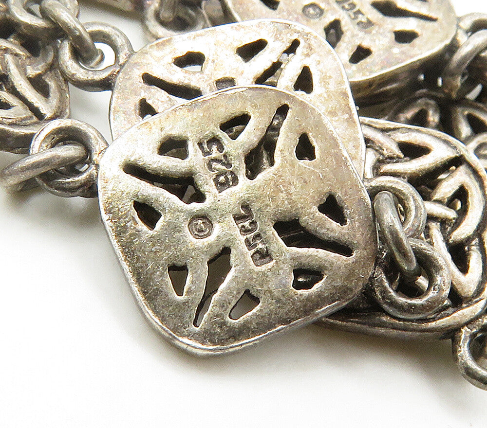 PETER STONE 925 Sterling Silver  Vintage Celtic Knot Chain Bracelet  BT6503