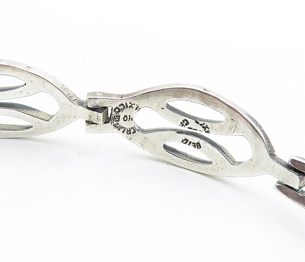 MEXICO 925 Sterling Silver  Vintage Shiny Open Hinge Chain Bracelet  BT2740