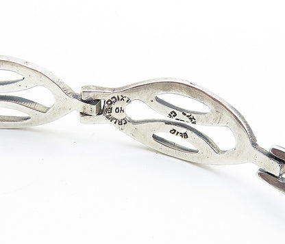 MEXICO 925 Sterling Silver  Vintage Shiny Open Hinge Chain Bracelet  BT2740
