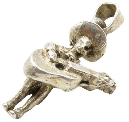 MEXICO 925 Sterling Silver  Vintage Petite Man Playing Guitar Pendant  PT10572