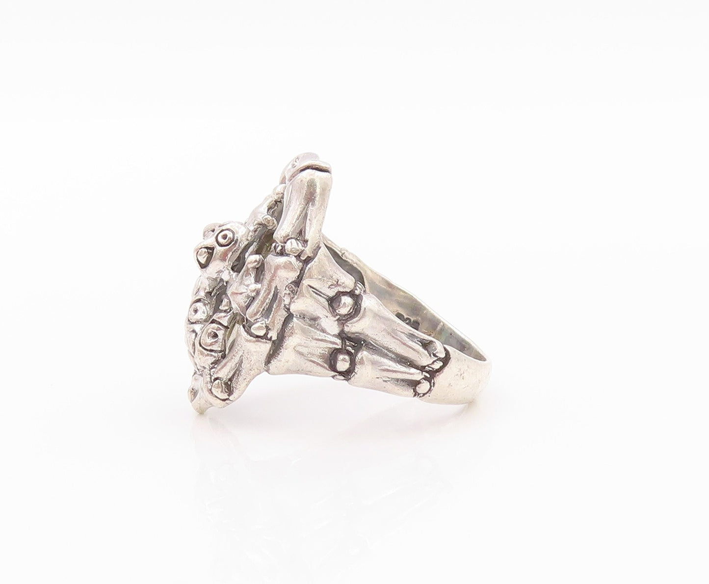 925 Sterling Silver Vintage Ring Modernist Lizard Bamboo Cutout  SZ 6.5  RG32296
