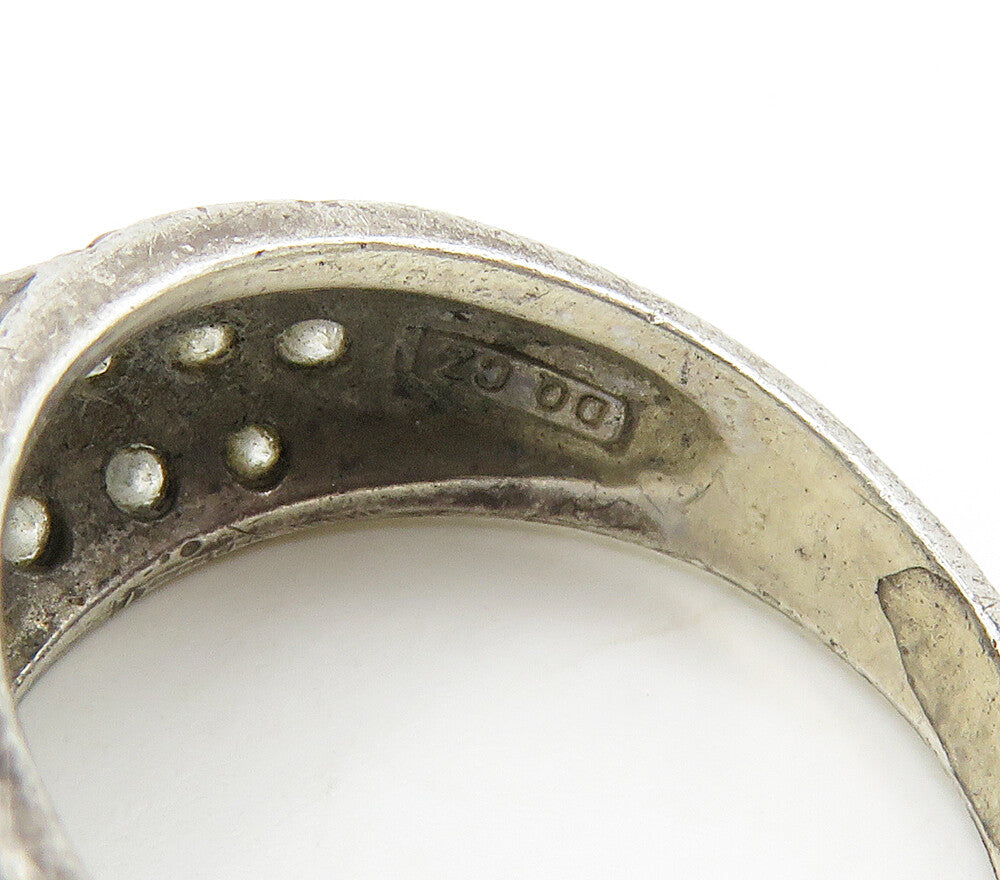 925 Sterling Silver  Vintage Prong Set White Topaz Band Ring Sz 6.5  RG15985