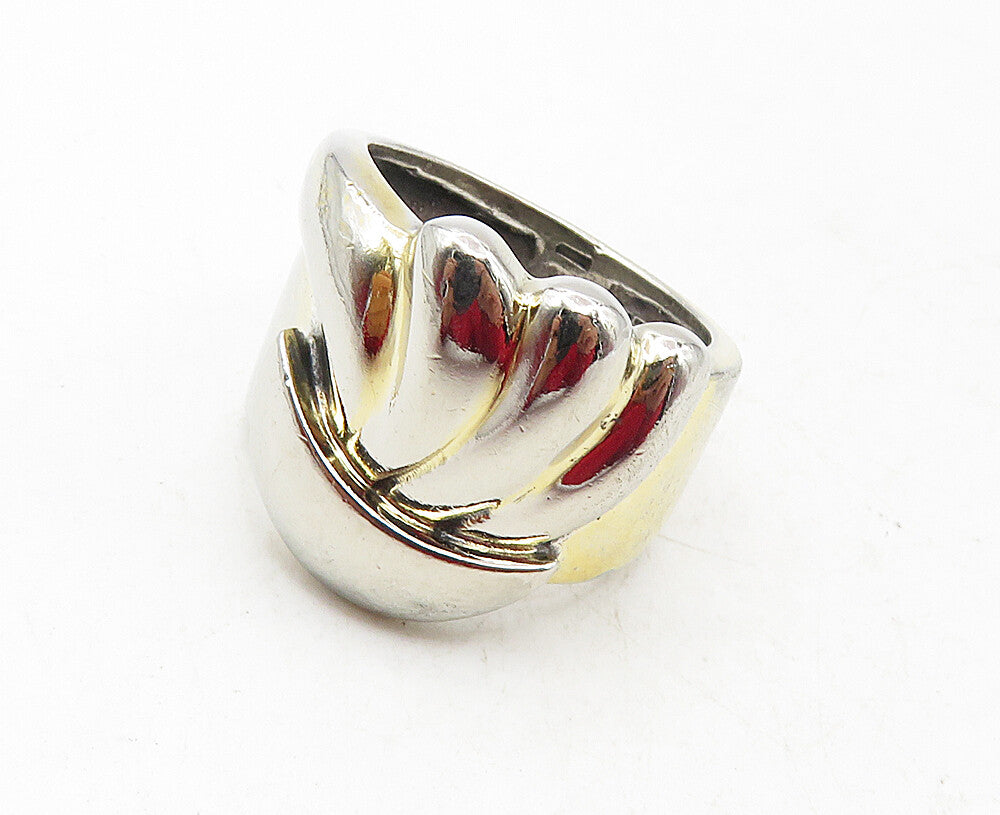 ALEX 925 Sterling Silver  Vintage Shiny Fluted Design Band Ring Sz 6  RG9533