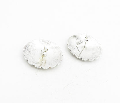 MEXICO 925 Sterling Silver  Vintage Etched Floral Pattern Drop Earrings EG4469